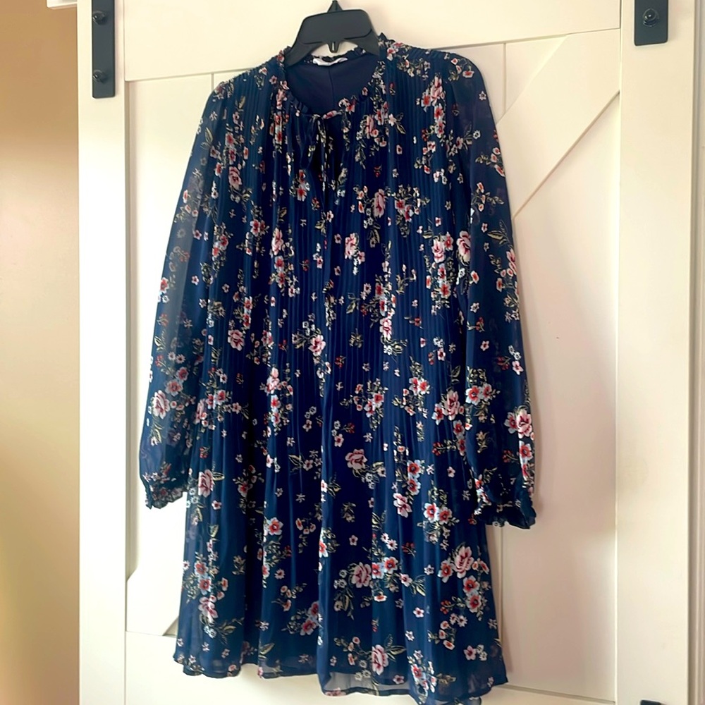 Time and Tru Navy Floral Midi Dress